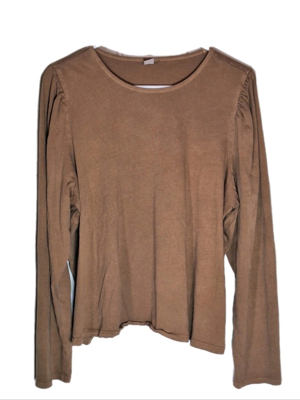 Old Navy Crew Neck Puff Long Sleeve Tee Shirt Top Brown Tan Size XL Womens